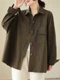 Women's Spring Retro Lapel Button Up Oversized Shirt