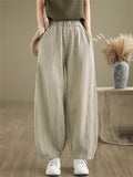 Female Distressed Elastic Waist Pleated Relaxed Pants