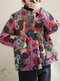 Floral Printed Cozy Fleece-lined Short Coats for Women