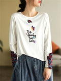 Female Round Neck Butterflies Pattern Long Sleeve Shirts