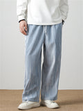 Men's Simple Vertical Lines Velvet Straight-Leg Pants