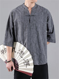 Vintage Small V-Neck Men's Jacquard Short Sleeve Shirt