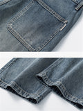 Men's High Street Loose Vintage Blue Straight-Leg Jeans