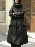 Women's Hot White Duck Down Hooded Overcoat for Winter