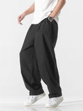 Men's Daily Wear Straight Leg Cotton Linen Plain Pants