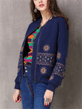 Women's Casual Slim-Fit Floral Embroidery Zipper Cotton Jacket