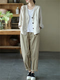 Female Casual Plain Button Up Jacket with Pockets