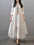 Casual Long Sleeve Maxi Linen Dress for Women