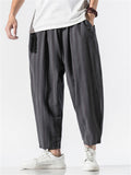 Male Contrast Color Striped Fashion Cotton Linen Pants