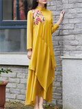 Female Patchwork Floral Embroidered Ethnic Style Chiffon Dress