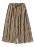 Men's Chinese Style Striped Wide Leg Linen Pants