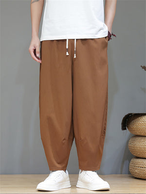 Breathable Ice Silk Ankle Tied Casual Pants for Men