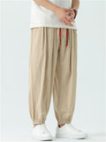 Men's Loose Cozy Red Drawstring Casual Harem Pants