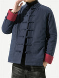 Men's Oriental Style Contrast Color Thick Cotton Coats