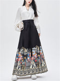 Women's Ancient Chinese Palace Print Horse-face Skirts