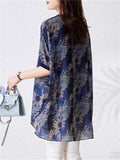 Ladies Sunflower Printing And Dyeing Mid-Length Chiffon Shirt