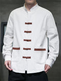 Buttoned Long-sleeved Tang Suit Shirts for Men