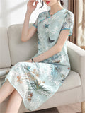 Orchid Butterfly Mountain Scenery Pattern Female Qipao Dress