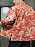 Men's Tang Dynasty Print Faux Suede Jacket