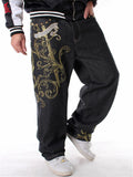 Hip Hop Oversized Embroidery Jeans for Men