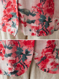Women's Stylish One Button 3/4 Sleeve Red Floral Blazer