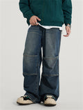 Streetwear Baggy Straight-Leg Denim Pants for Men