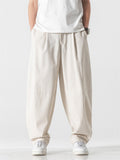 Men's Daily Wear Straight Leg Cotton Linen Plain Pants