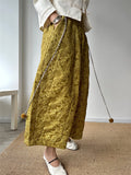 Women's Ginger Yellow Jacquard Lantern Pants for Women