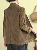 Spring Notched Collar One Button Corduroy Jacket for Women