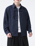 Spring Lapel Tassel Button Jacquard Shirt for Men