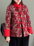 Women's Bright Ethnic Print Winter Cotton Coats