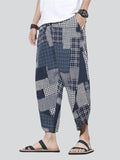 Men's Contrast Color Plaid Casual Loose Harem Pants