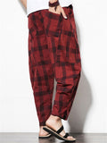 Men's Vintage Casual Wide Leg Plaid Pants