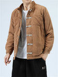 Corduroy Thickened Pure Color Coats for Men