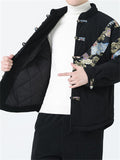 Male Popular Dragon Cloud Print Thickened Stitching Corduroy Coat