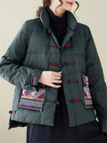 Women's Ethnic Style Embroidery Retro Stand Collar Quilted Jackets