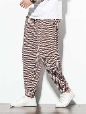 Men's Fashionable Two Color Checkered Pattern Pants