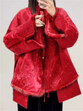 Women's Vintage Faux Fur Stand Collar Embroidery Coat