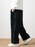 Men's Simple Vertical Lines Velvet Straight-Leg Pants