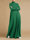 Women's Loose Fit Pure Color Gown Dress