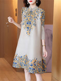 Women's Plus Size Chinese Style Printed Dress