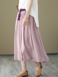 Women's Stylish Tassel Lace-up Contrast Color Lining Skirt