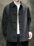 Autumn Corduroy Keep Warm Basic Stripe Jacket for Men