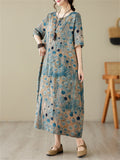 Summer Polka Dot Printed Crew Neck Dress for Women