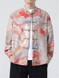 Male Colorful Auspicious Clouds Pattern Long Sleeve Jacket