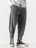 Men's Stylish Striped Drawstring Thickened Casual Pants