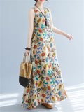 Women's Leisure Round Neck Sleeveless Print A-Line Dress