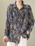 Women's Spring Retro All-Over Floral Print Lapel Button Shirt