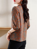 Graceful Pleated Stand Collar Faux Silk Shirt for Ladies