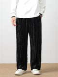 Men's Simple Vertical Lines Velvet Straight-Leg Pants